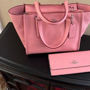 Pink coach purse and matching wallet